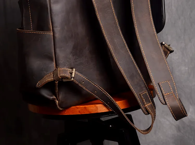 Rustic Cowhide Leather Backpack