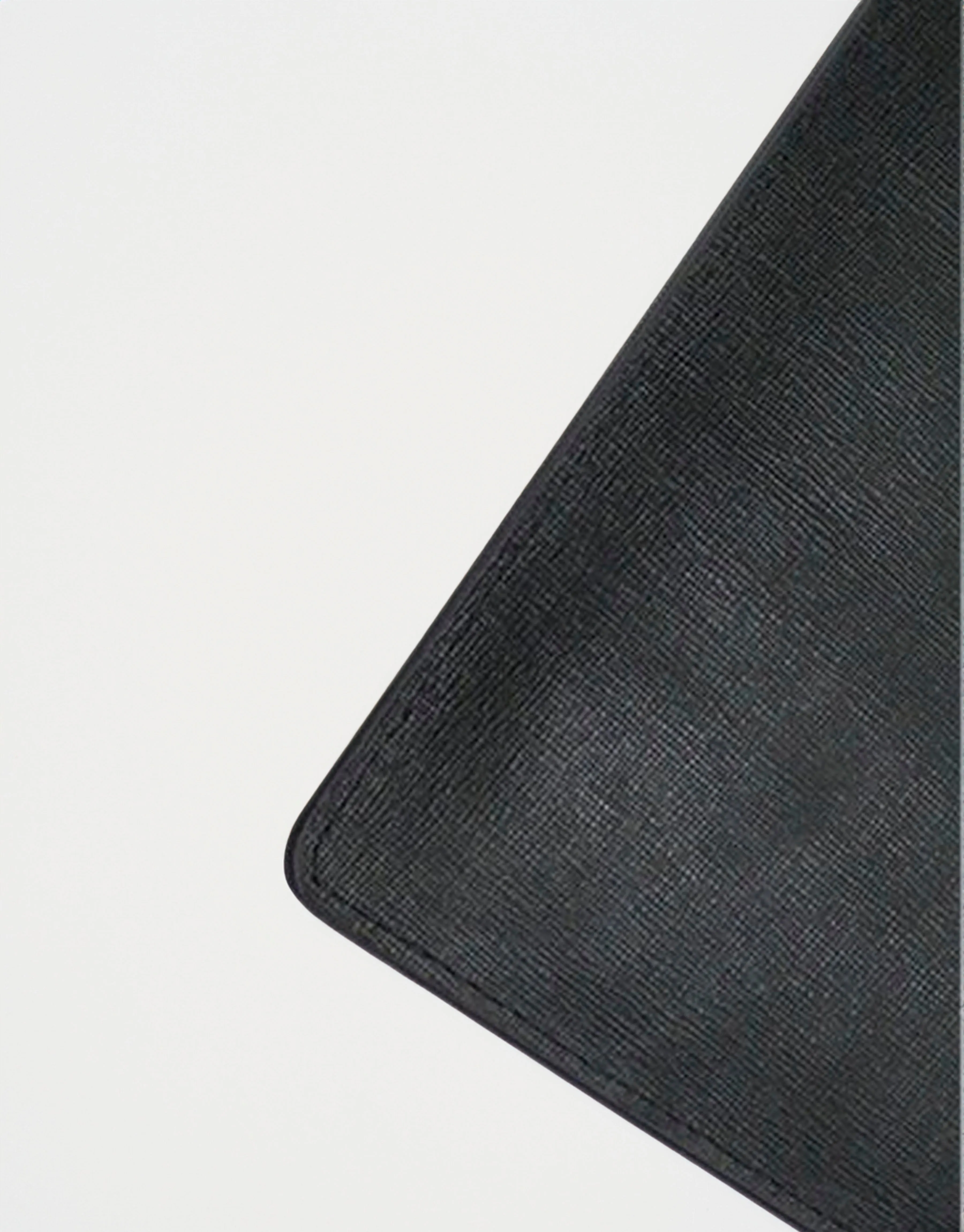 Saffiano Leather Zipper Pouch - Durable and Elegant - Black