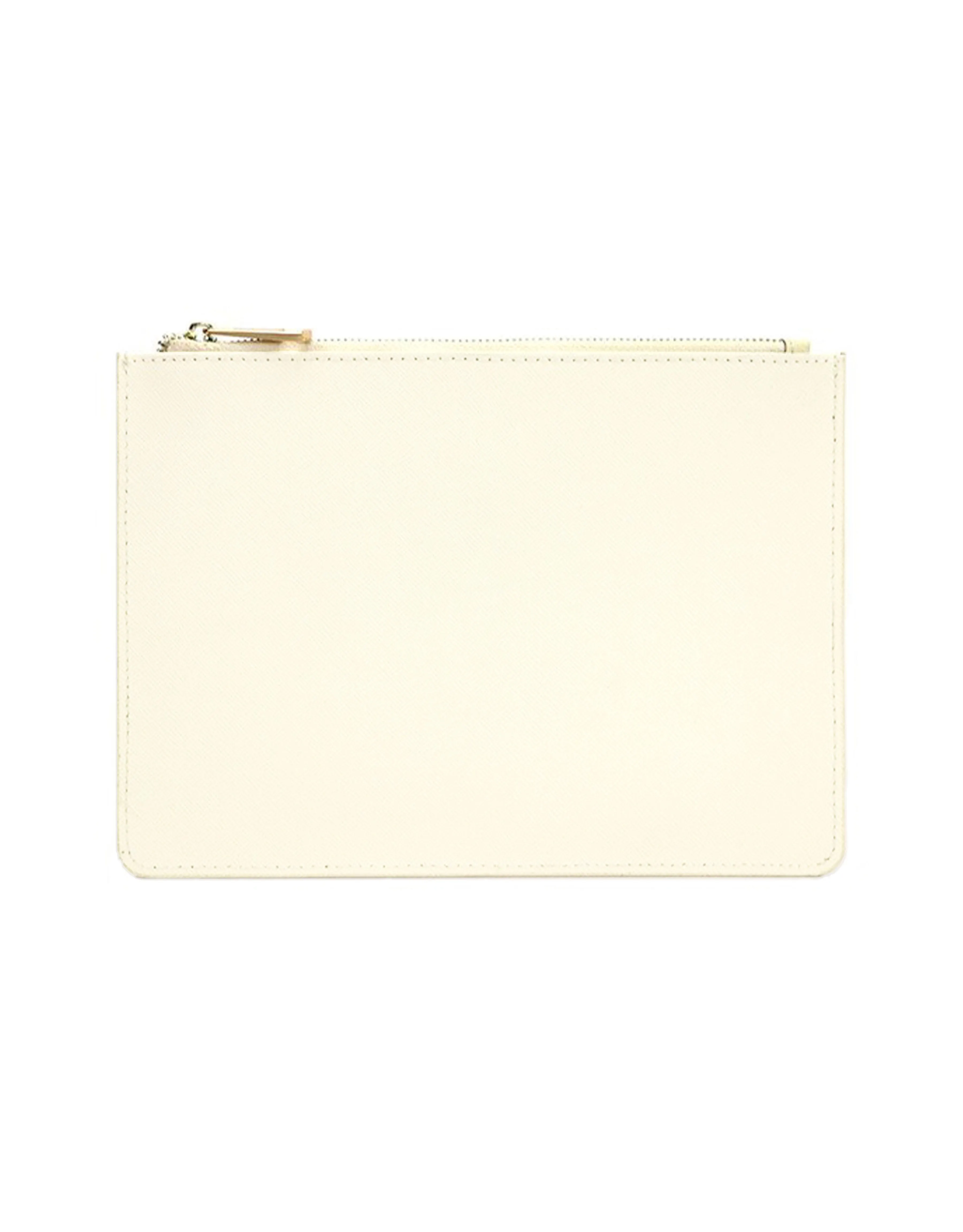 Saffiano Leather Zipper Pouch - Durable and Elegant - Black