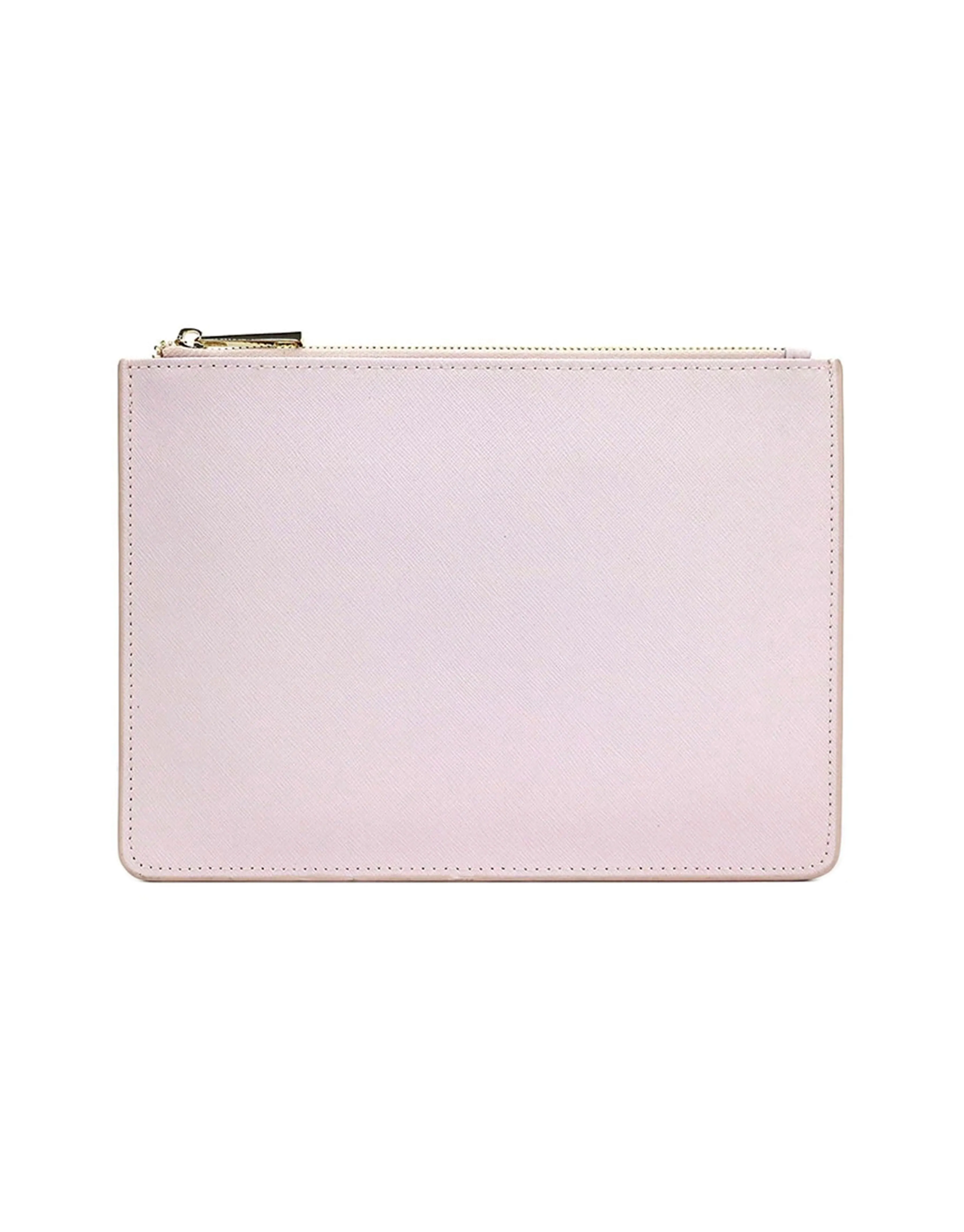 Saffiano Leather Zipper Pouch - Durable and Elegant - Black