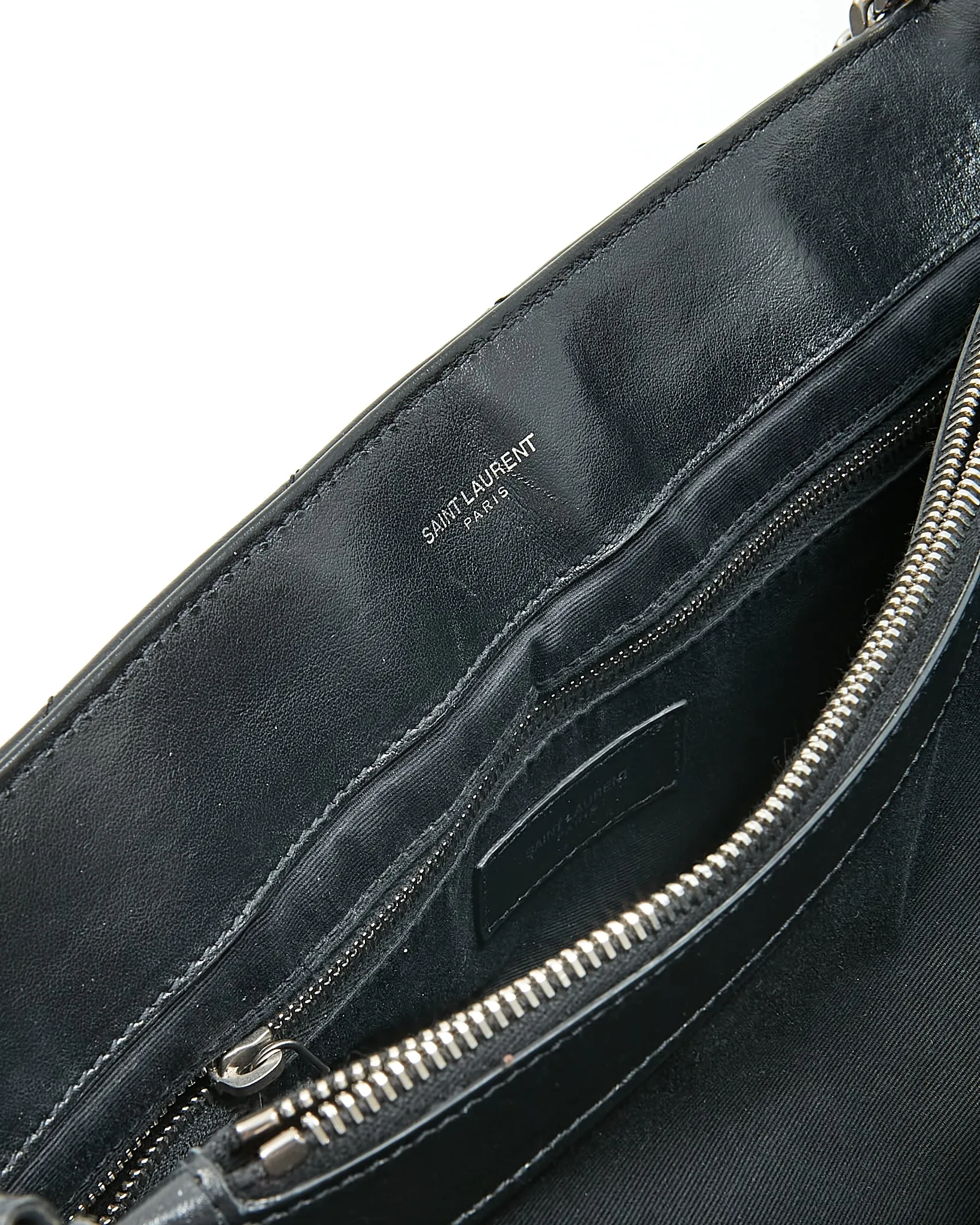 Saint Laurent Black Chevron Large LouLou Matelasse Chain Bag