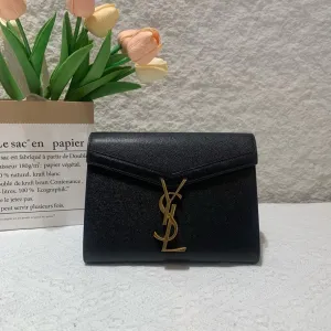 Saint Laurent Black Leather Envelope Clutch Bag