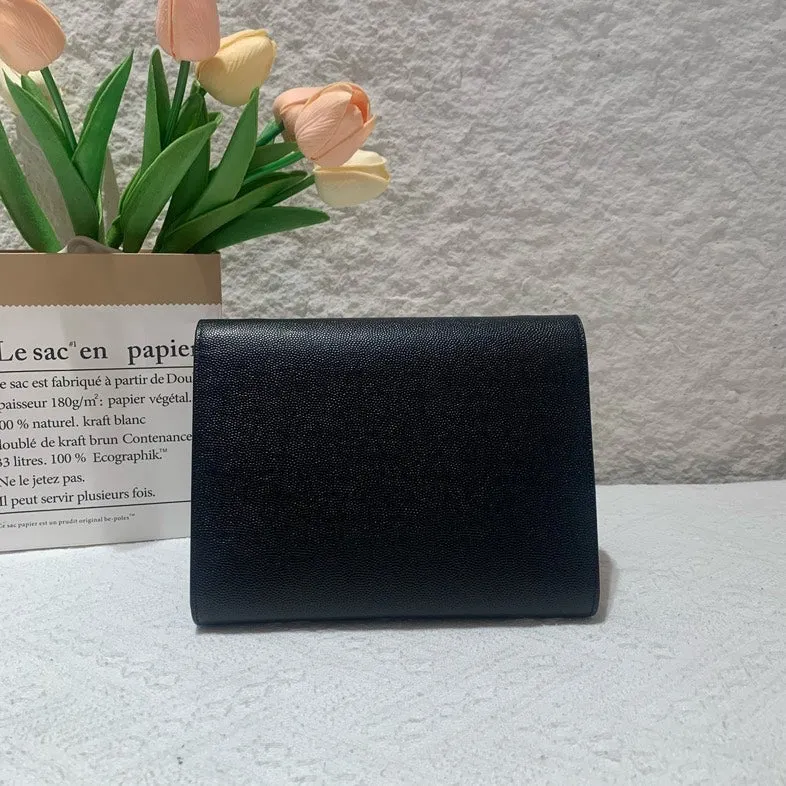 Saint Laurent Black Leather Envelope Clutch Bag