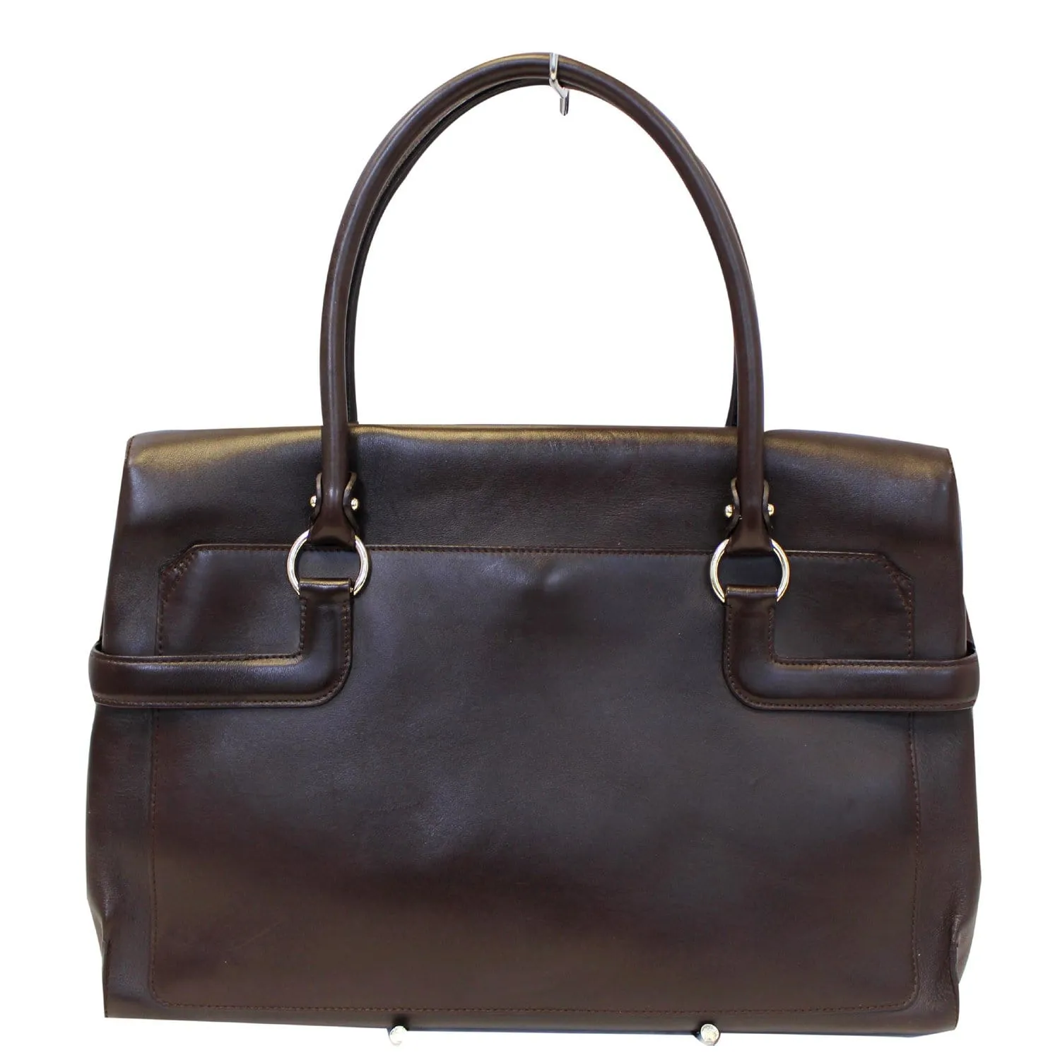 Salvatore Ferragamo Virna Medium Dark Brown Leather Satchel Handbag