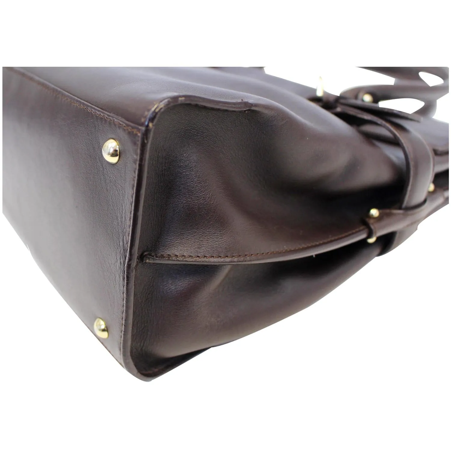 Salvatore Ferragamo Virna Medium Dark Brown Leather Satchel Handbag