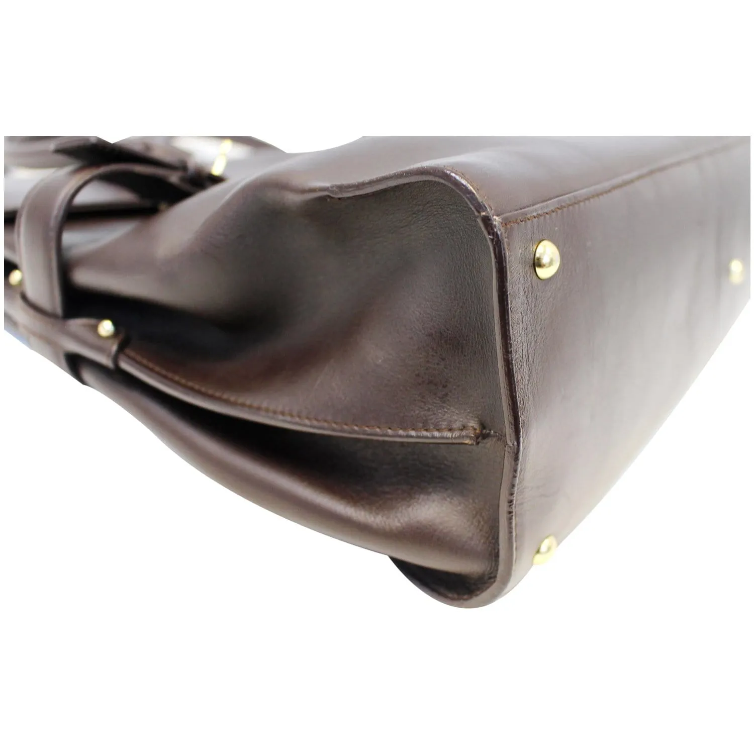 Salvatore Ferragamo Virna Medium Dark Brown Leather Satchel Handbag