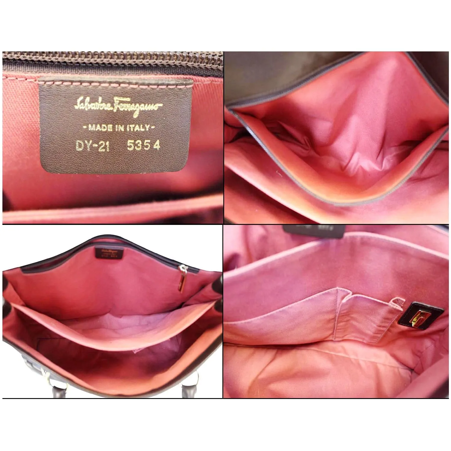 Salvatore Ferragamo Virna Medium Dark Brown Leather Satchel Handbag
