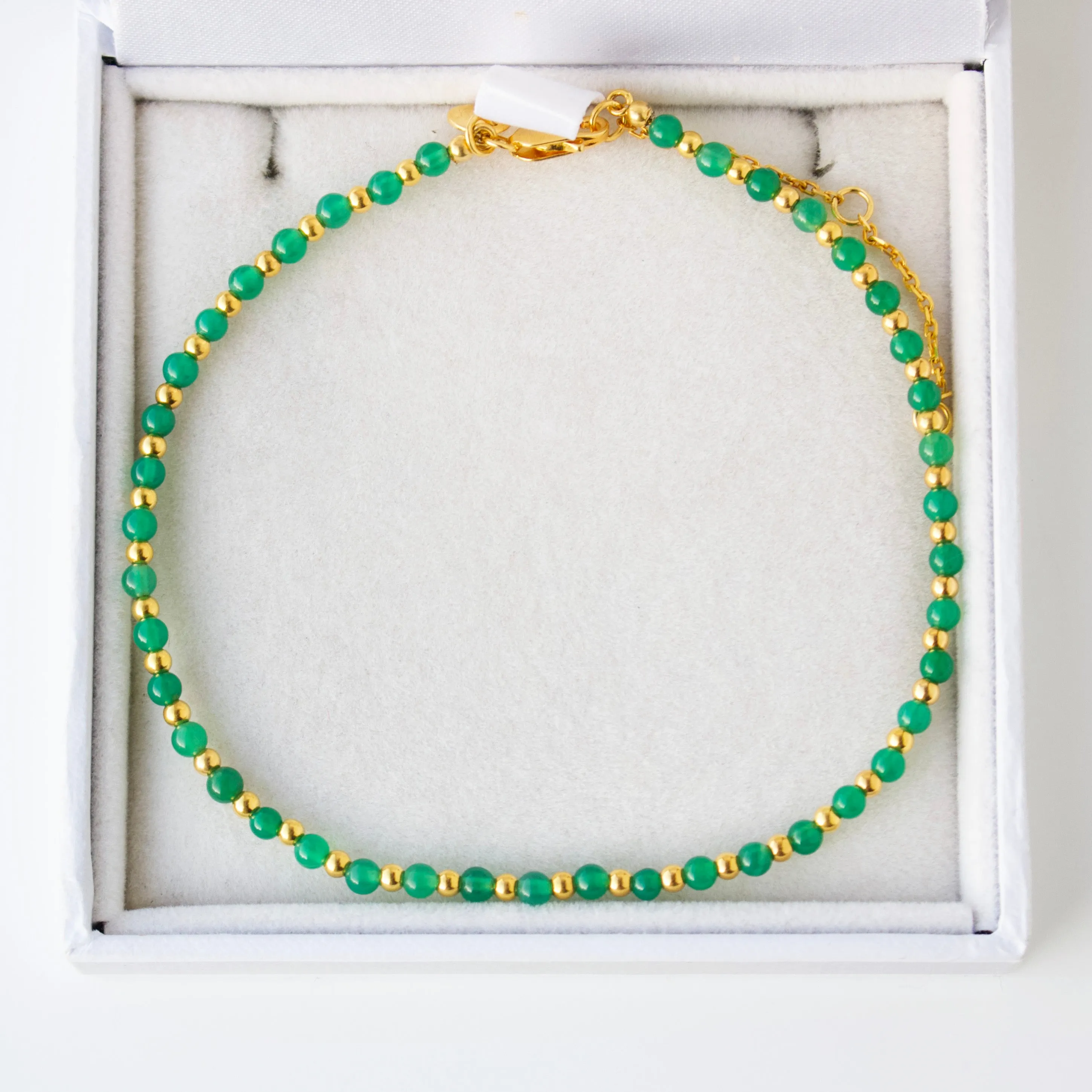 SAMPLE SALE- Green Onyx Beaded Anklet