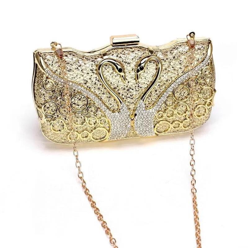 Sequin Evening Bags Elegant Swan Diamonds Clutch