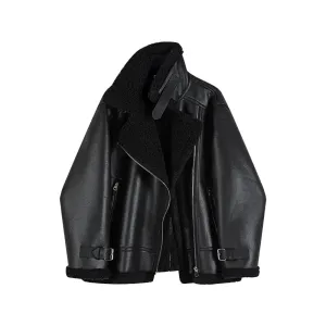 Shearling-Lined Faux Leather Coat