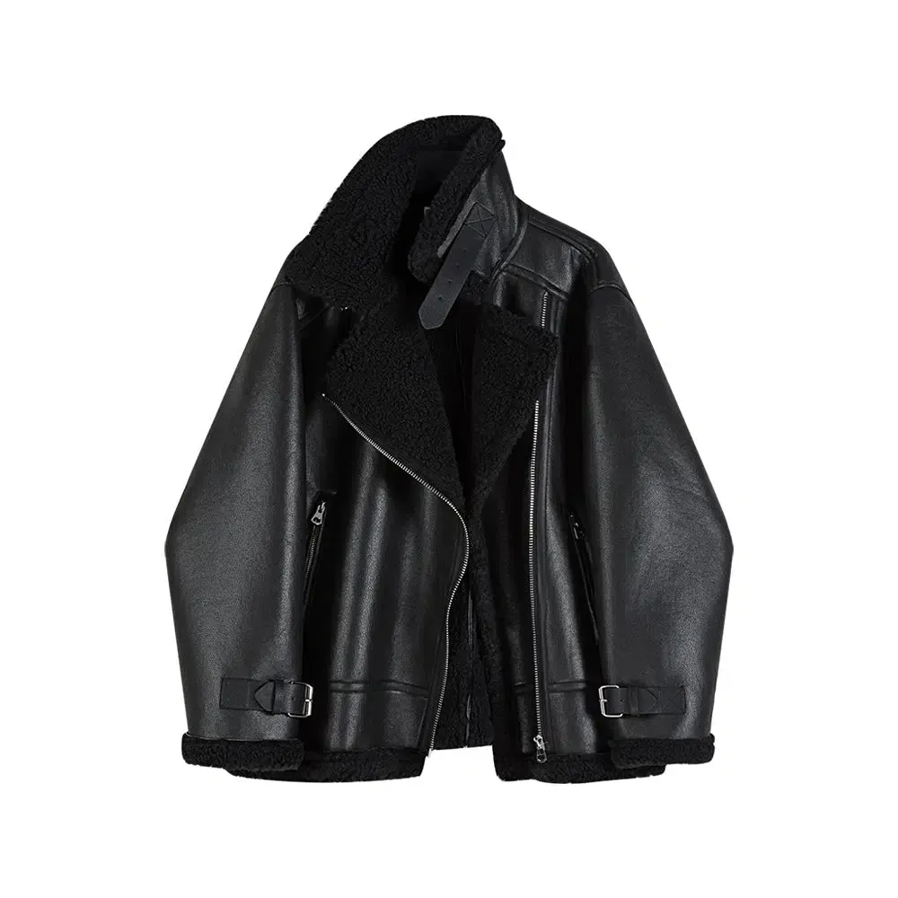 Shearling-Lined Faux Leather Coat