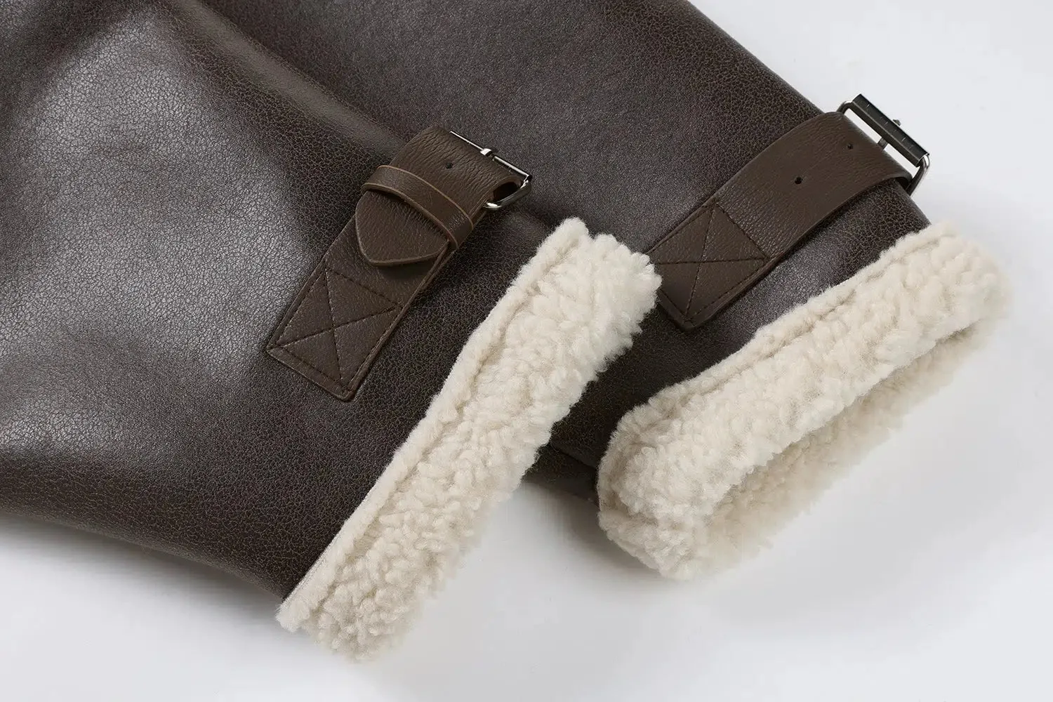 Shearling-Lined Faux Leather Coat