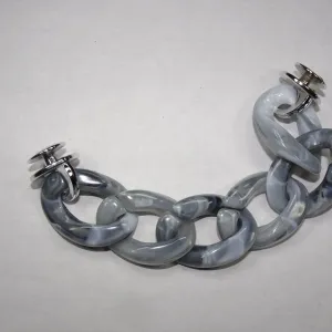 Shoe charm chain -Grey shaped links 22cm with spring clips