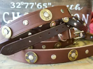 Shotgun Primer Leather Dog Collars