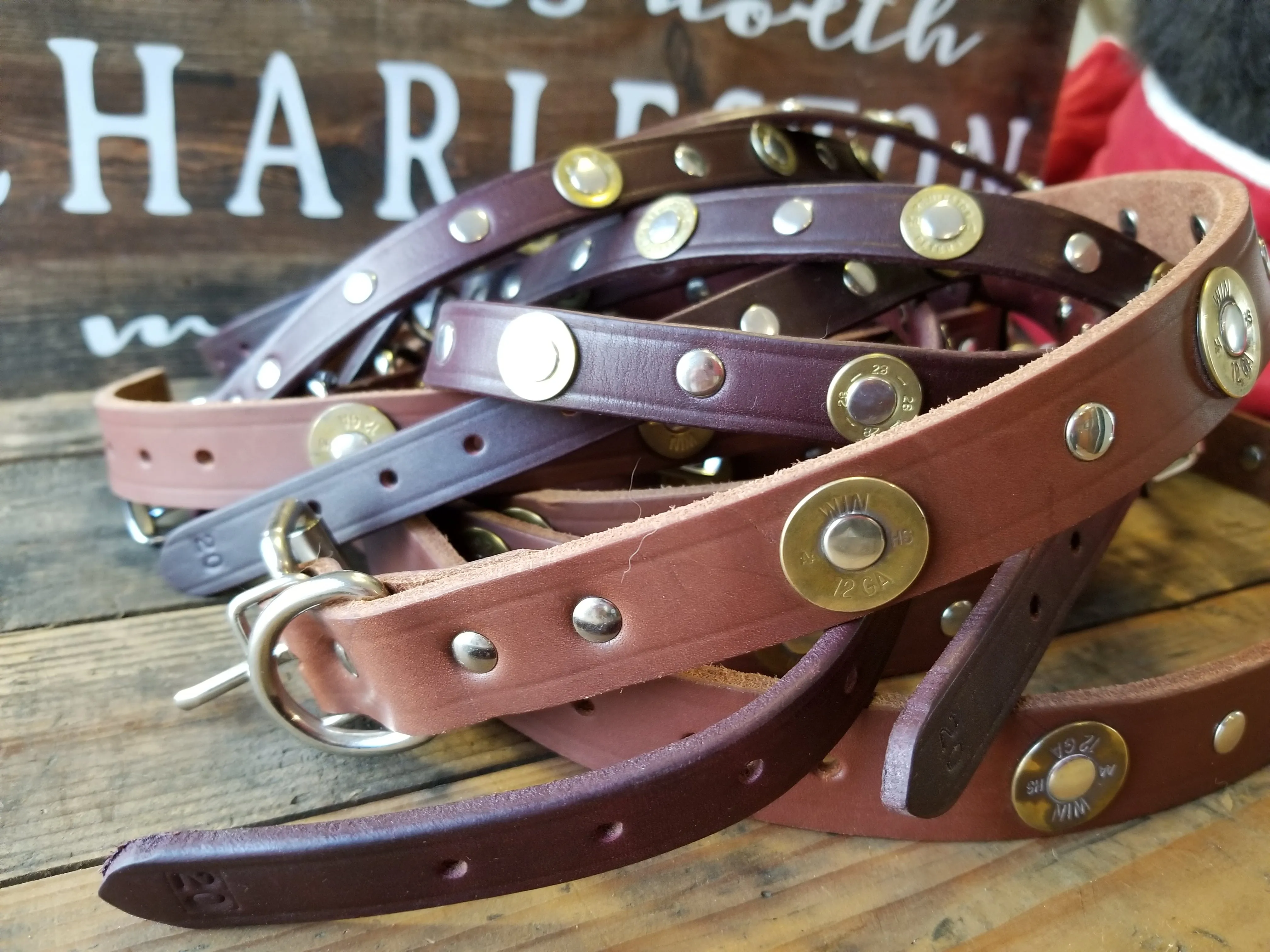 Shotgun Primer Leather Dog Collars