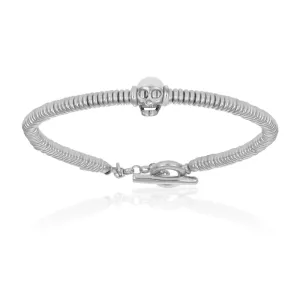 Silver Small Beaded Skull Bracelet