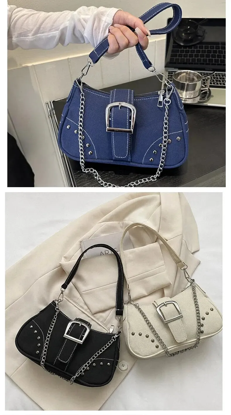 Simple Retro Underarm Bag Fashionable Trend Casual Shoulder Bag Canvas Casual Texture Crossbody Bag for Women