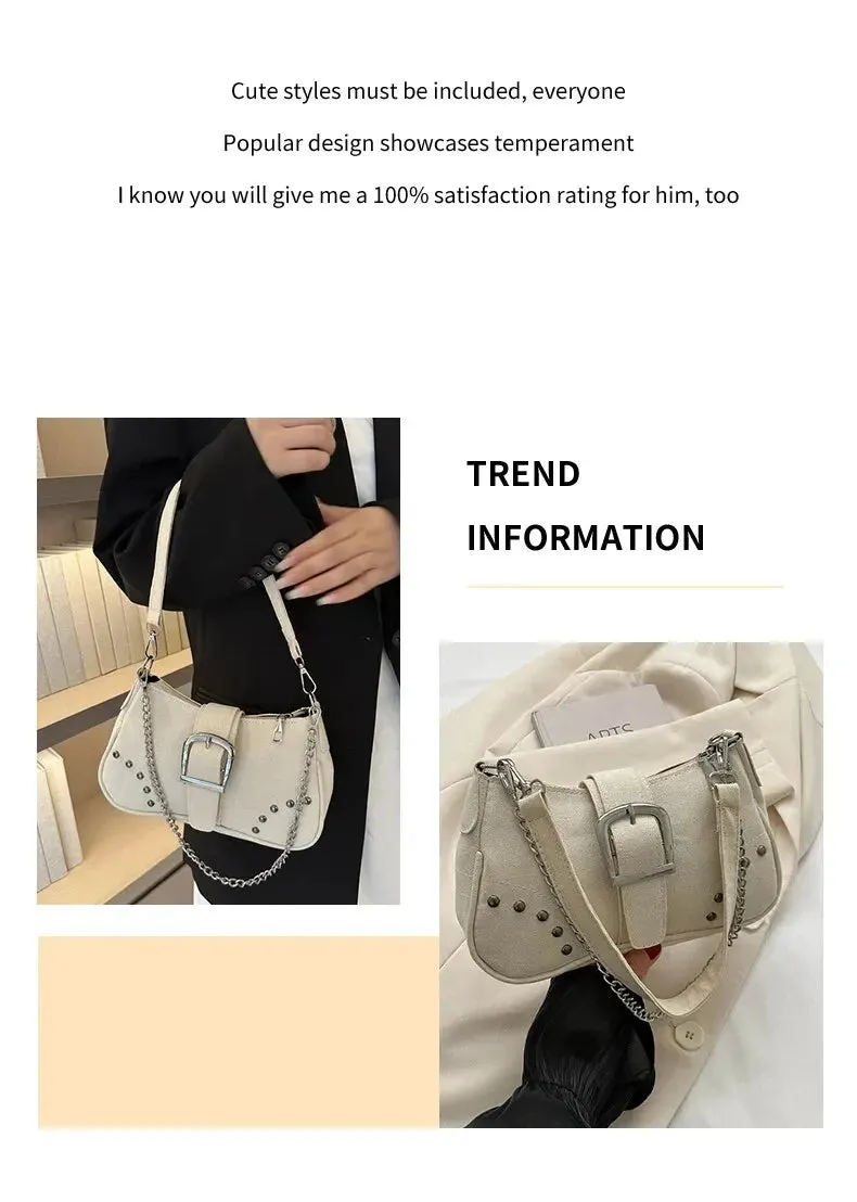 Simple Retro Underarm Bag Fashionable Trend Casual Shoulder Bag Canvas Casual Texture Crossbody Bag for Women