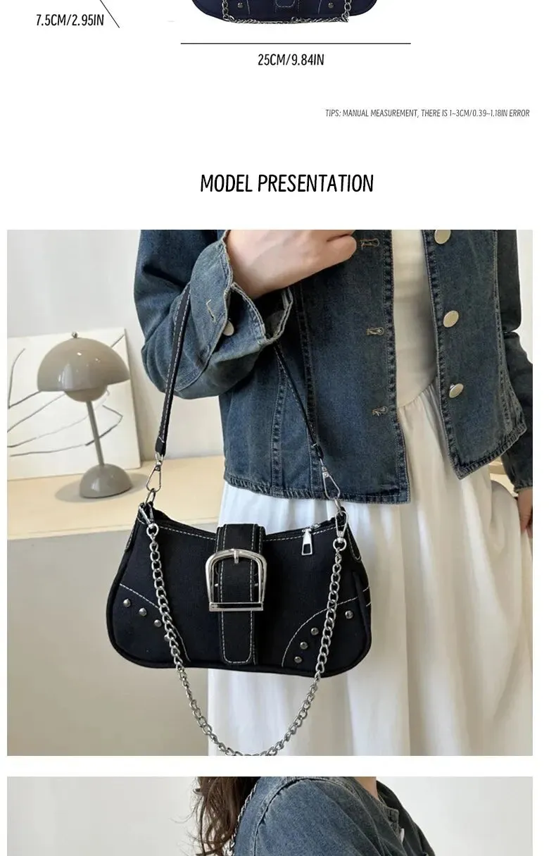 Simple Retro Underarm Bag Fashionable Trend Casual Shoulder Bag Canvas Casual Texture Crossbody Bag for Women