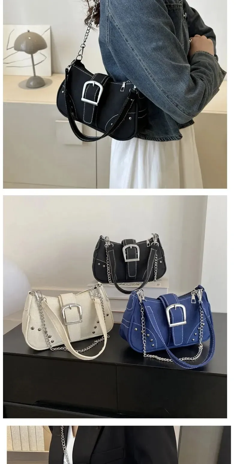 Simple Retro Underarm Bag Fashionable Trend Casual Shoulder Bag Canvas Casual Texture Crossbody Bag for Women