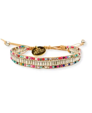 Skinny Silver Darjeeling Double Rainbow Bracelet