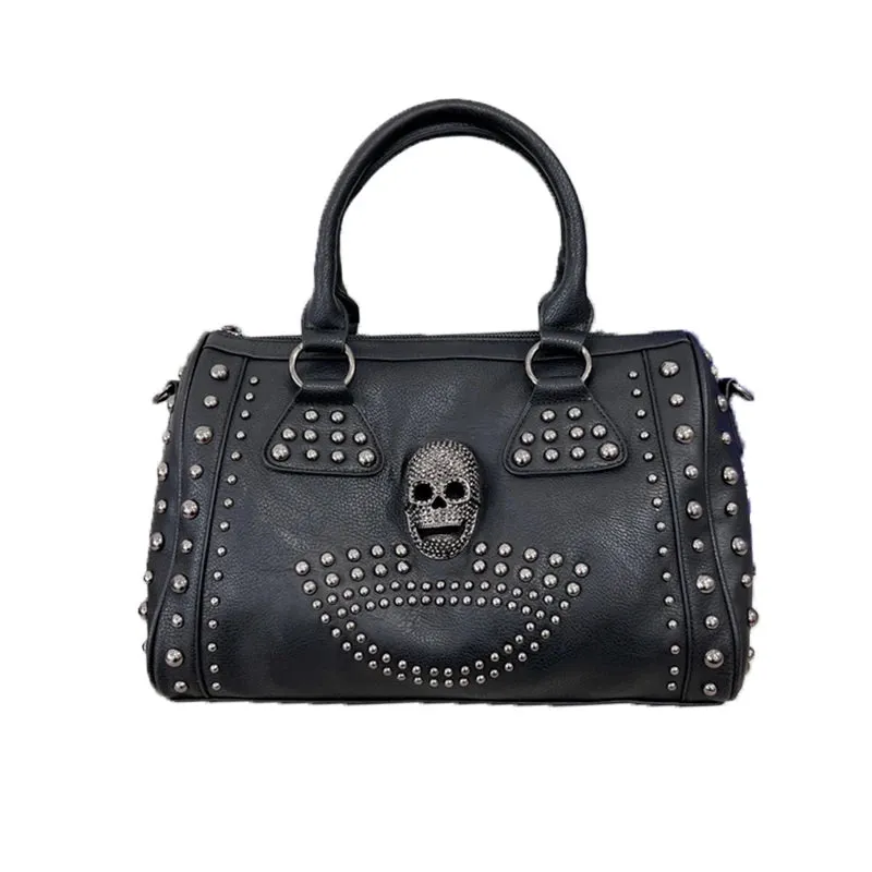 Skull Studded Black Handbags Gothic Rivet