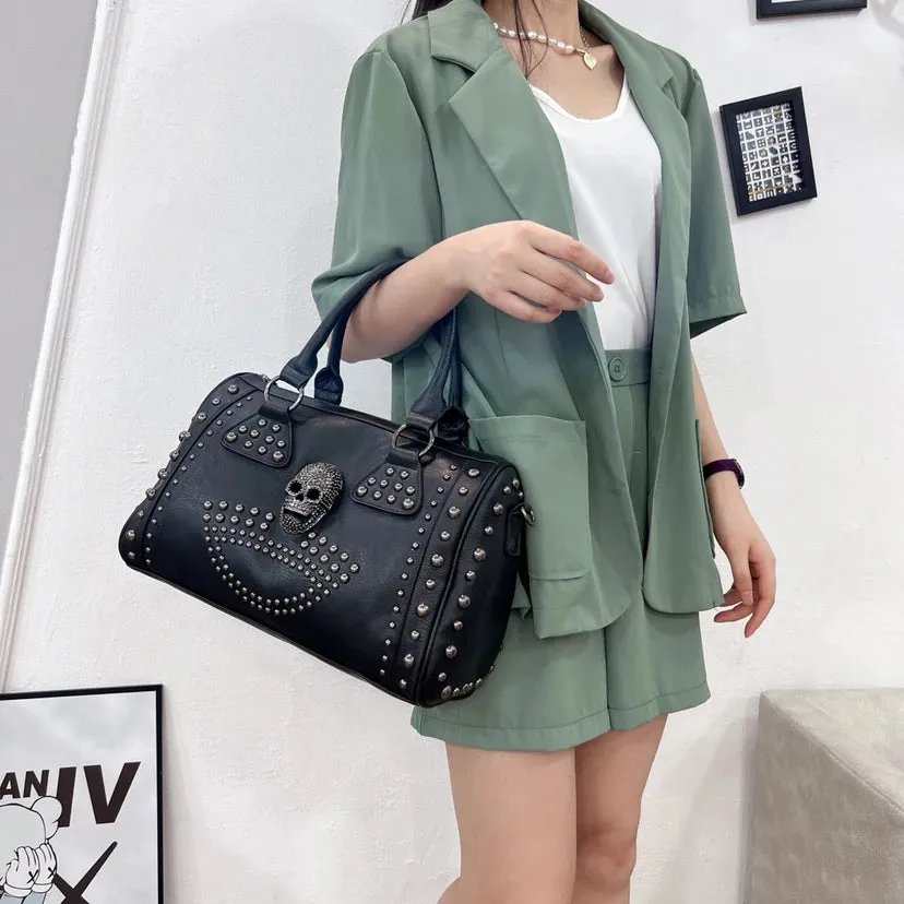 Skull Studded Black Handbags Gothic Rivet