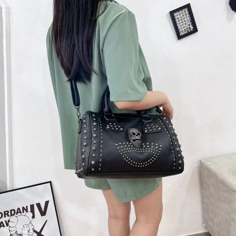 Skull Studded Black Handbags Gothic Rivet
