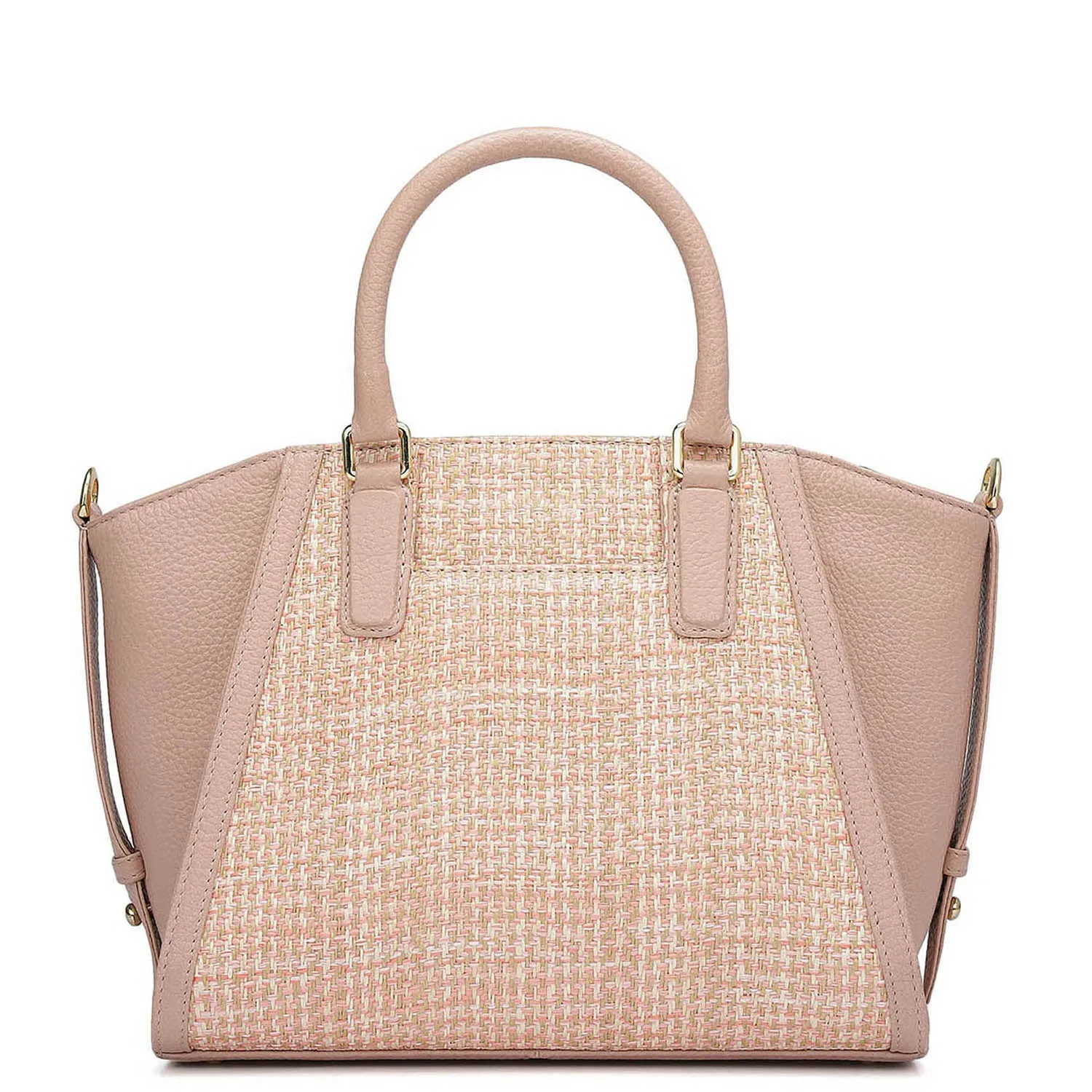 Small Canvas Wax Leather Satchel - Baby Pink