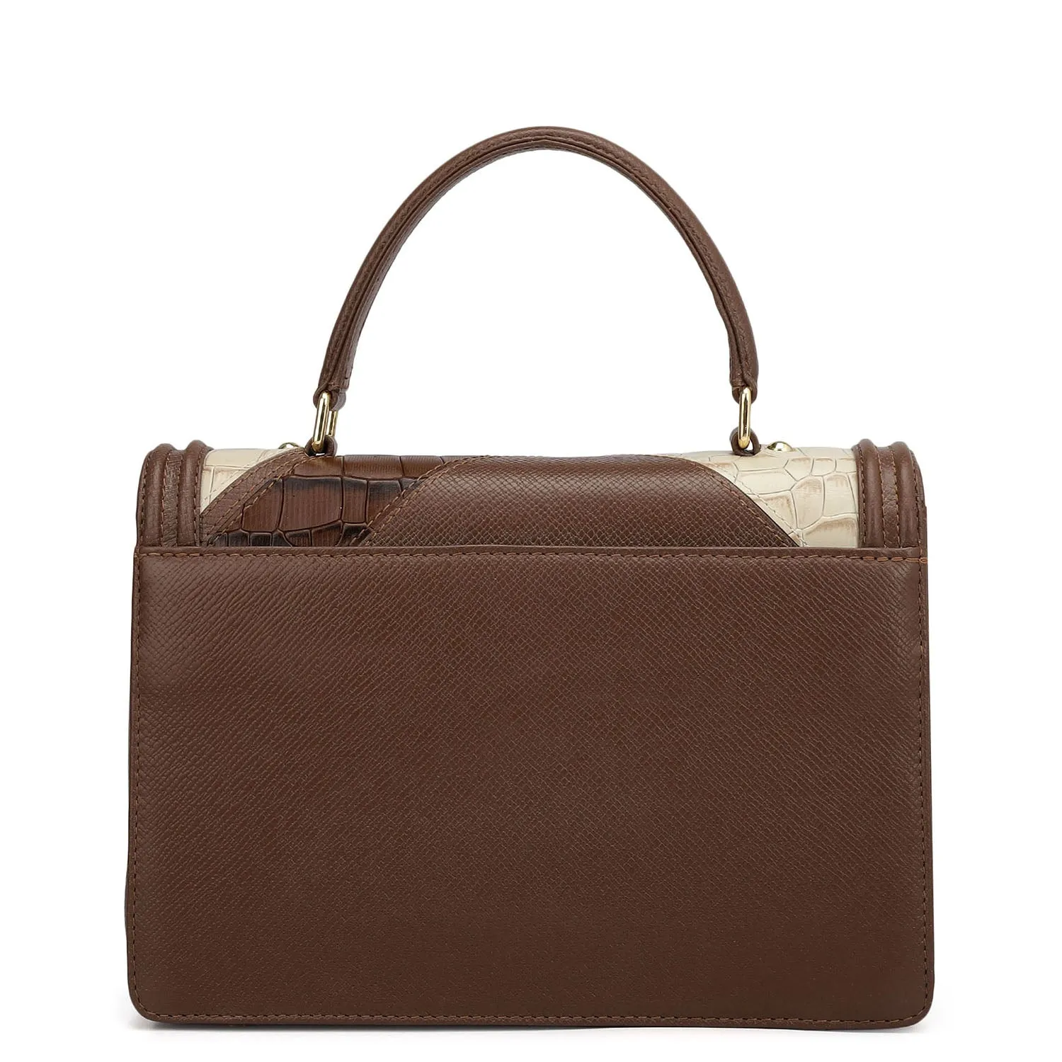 Small Croco Franzy Leather Satchel - Date & Frost