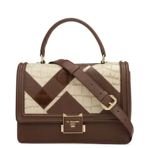 Small Croco Franzy Leather Satchel - Date & Frost
