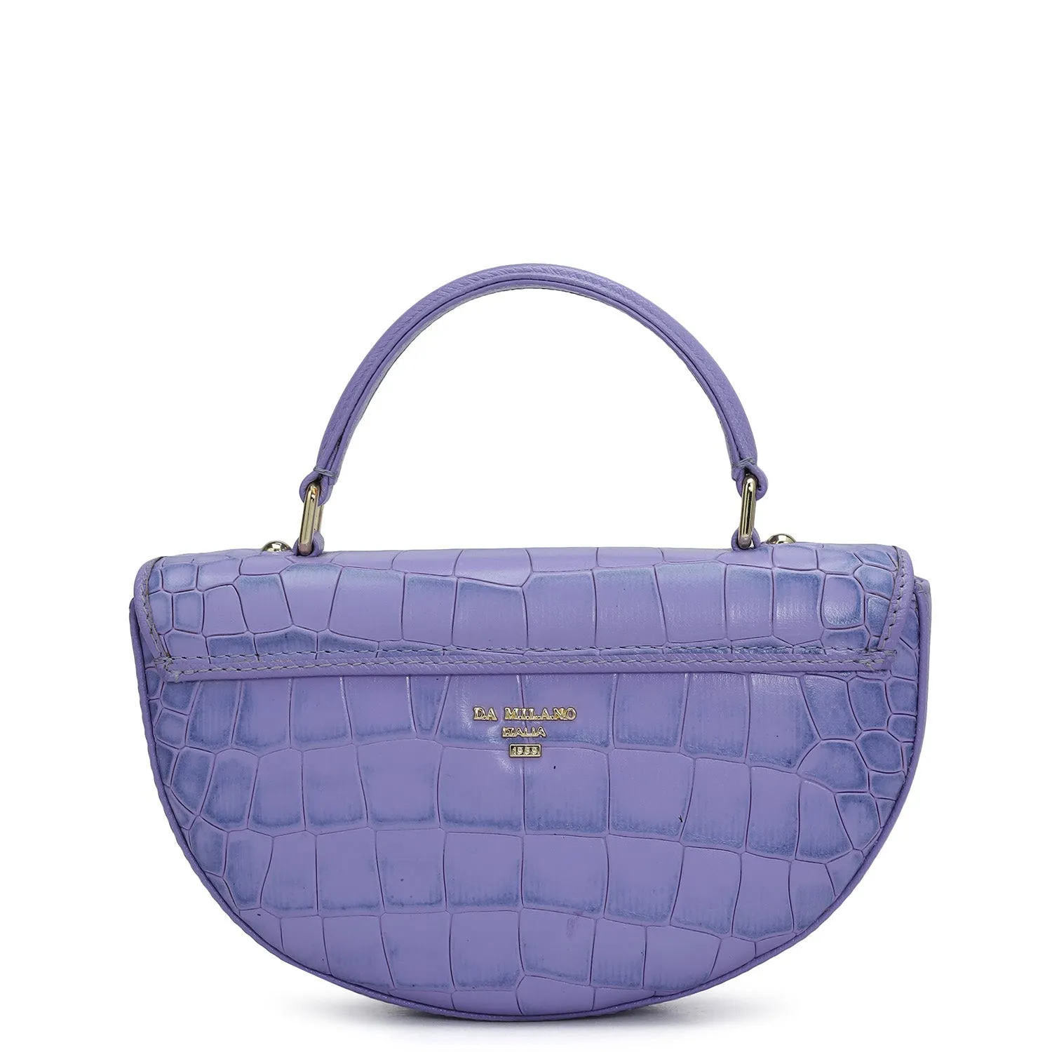 Small Croco Leather Satchel - Purple Haze