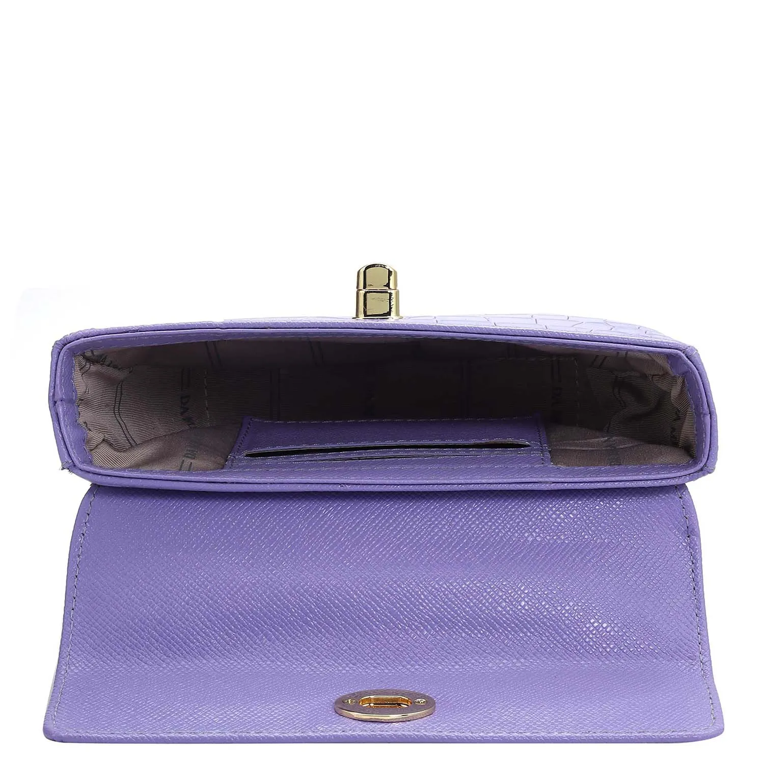 Small Croco Leather Satchel - Purple Haze