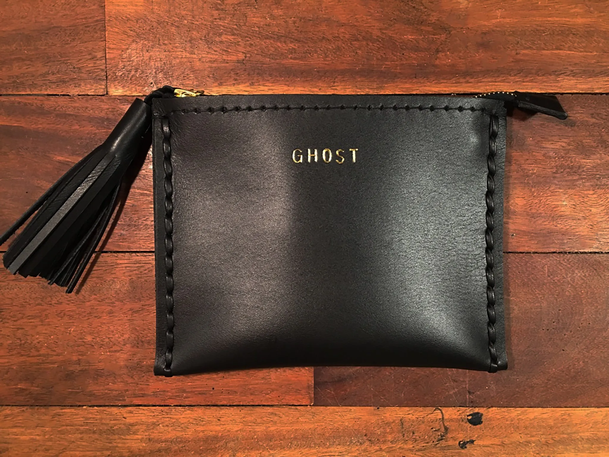 Small Custom Embossed Laced Leather Clutch