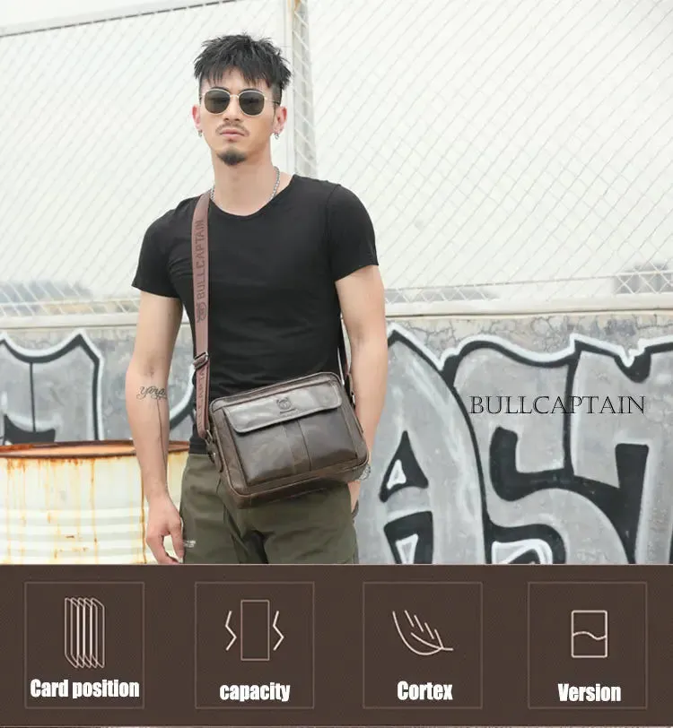 Small male Leather Tote Bag