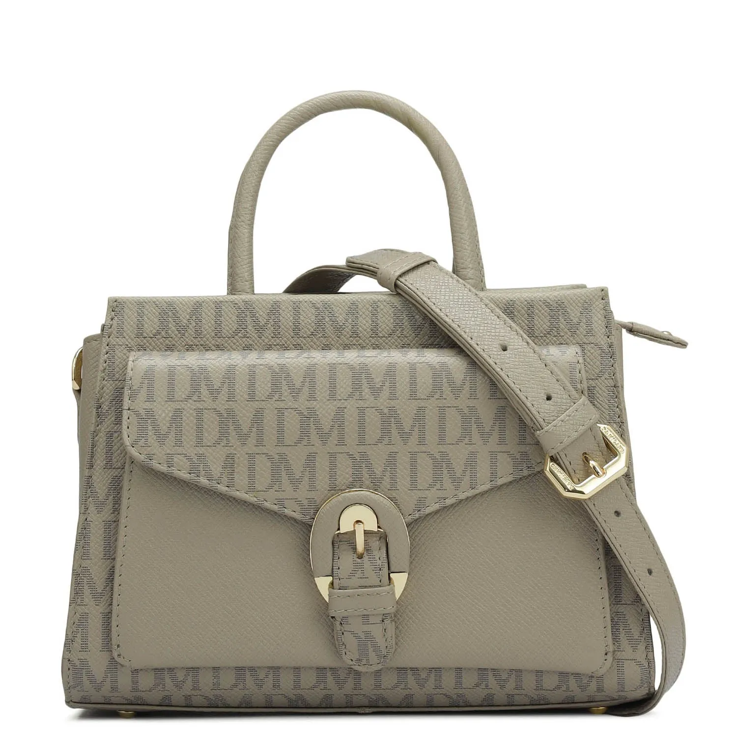 Small Monogram Franzy Leather Satchel - Chalk