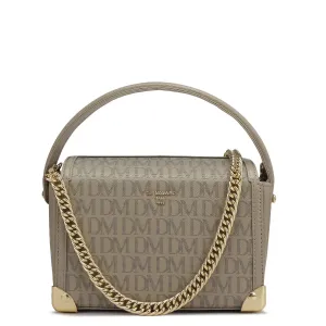 Small Monogram Leather Satchel - Chalk