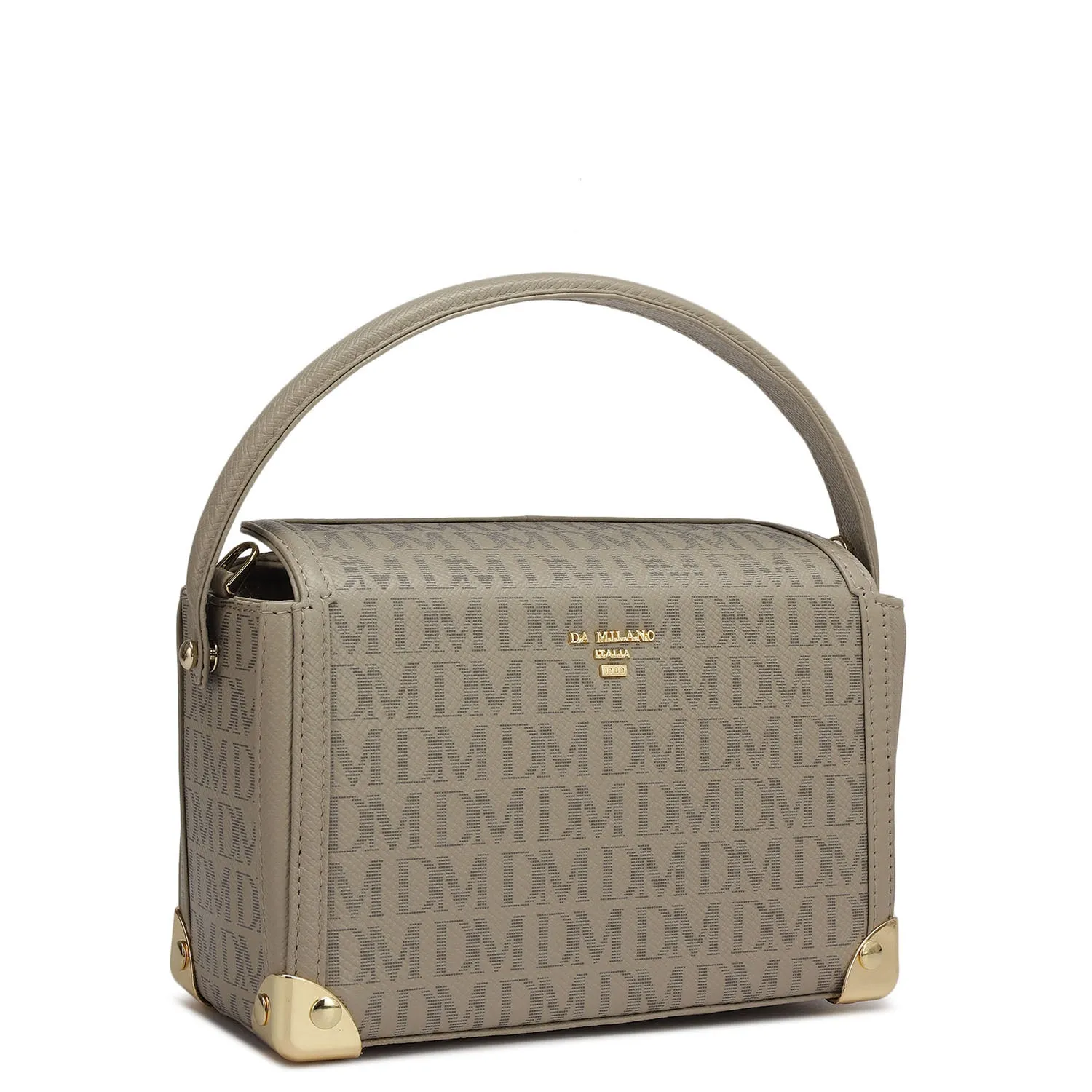 Small Monogram Leather Satchel - Chalk