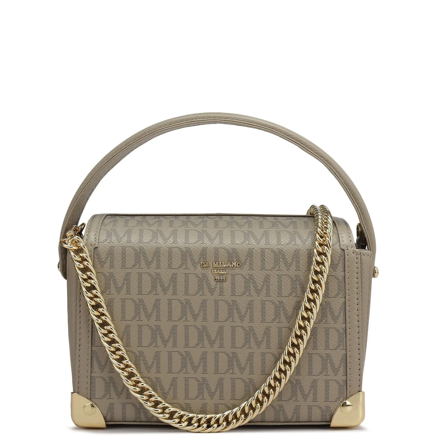 Small Monogram Leather Satchel - Chalk