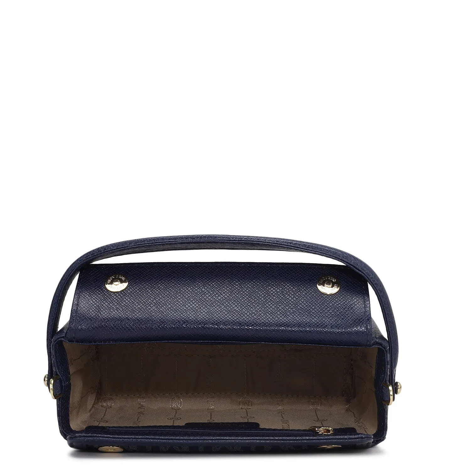 Small Monogram Leather Satchel - Ink Blue
