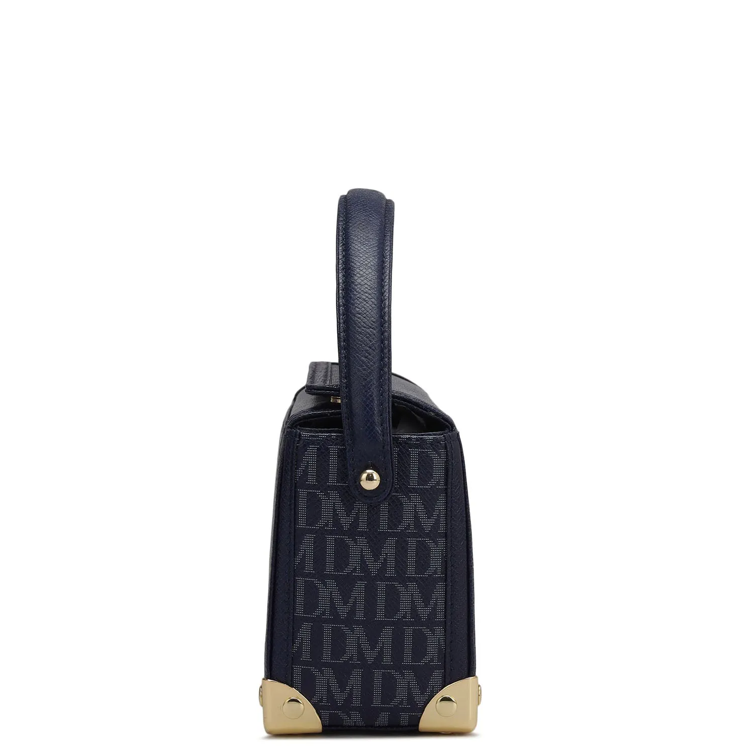 Small Monogram Leather Satchel - Ink Blue
