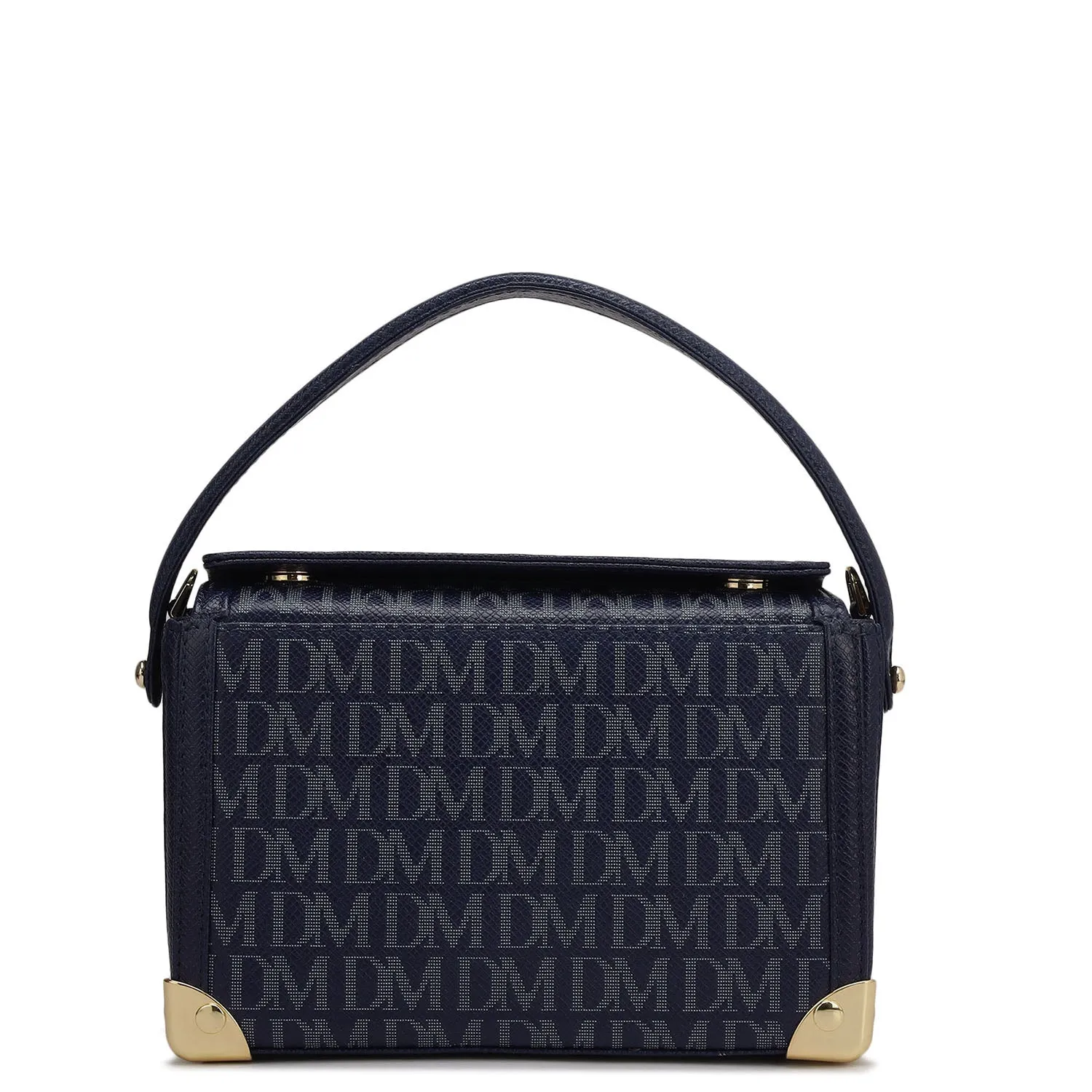 Small Monogram Leather Satchel - Ink Blue
