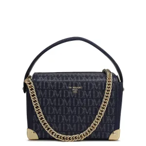 Small Monogram Leather Satchel - Ink Blue