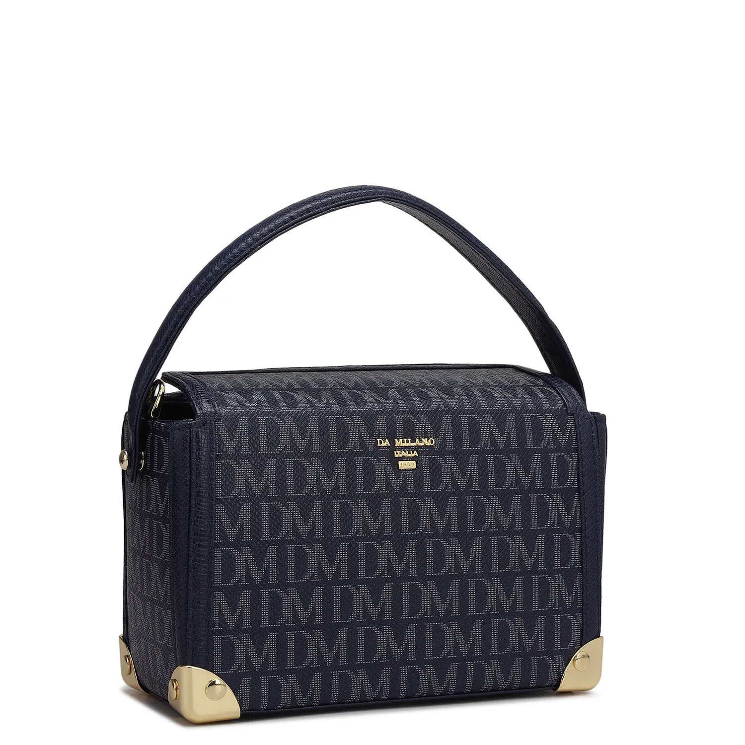 Small Monogram Leather Satchel - Ink Blue