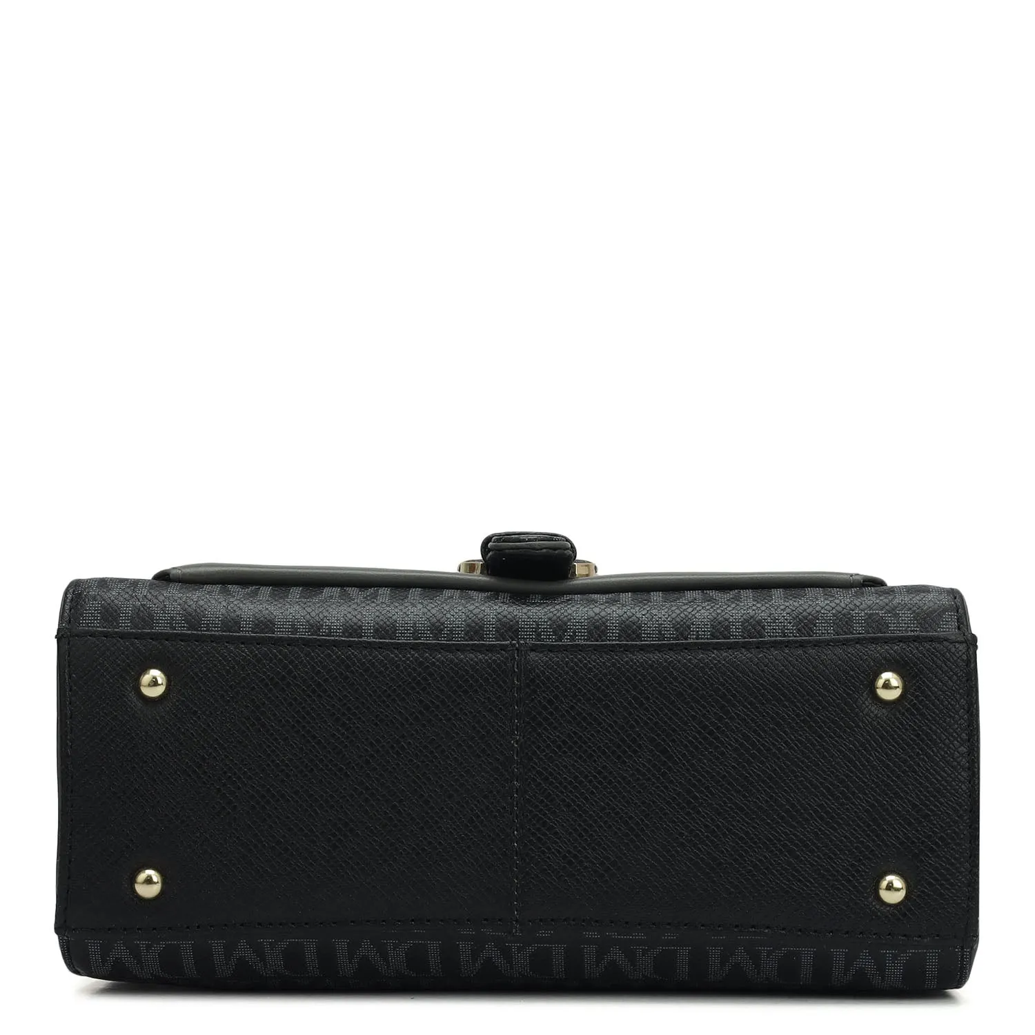 Small Monogram Plain Leather Satchel - Black