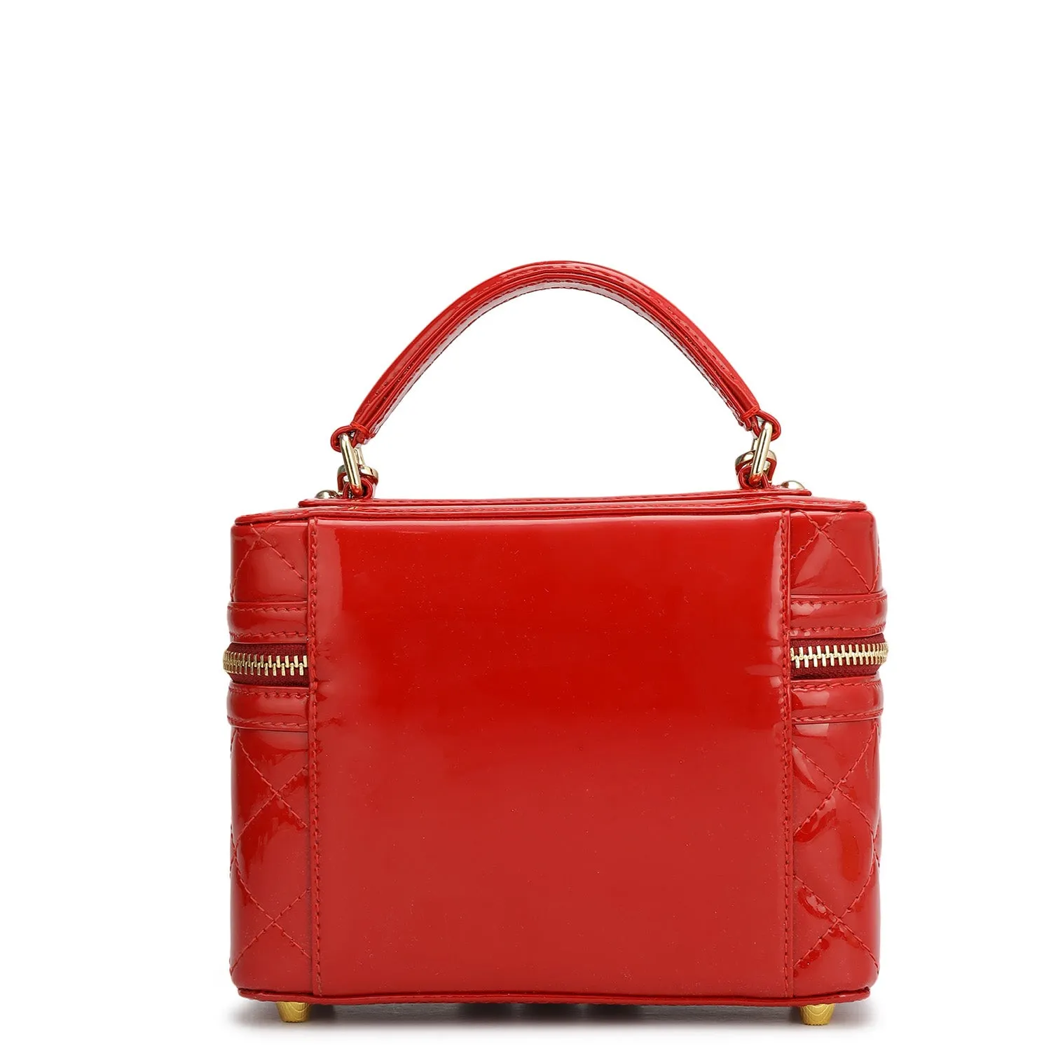 Small Patent Leather Satchel - Red