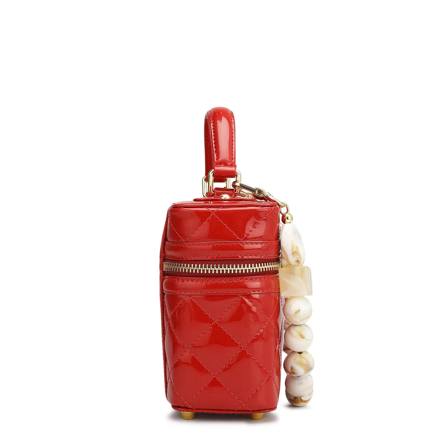 Small Patent Leather Satchel - Red