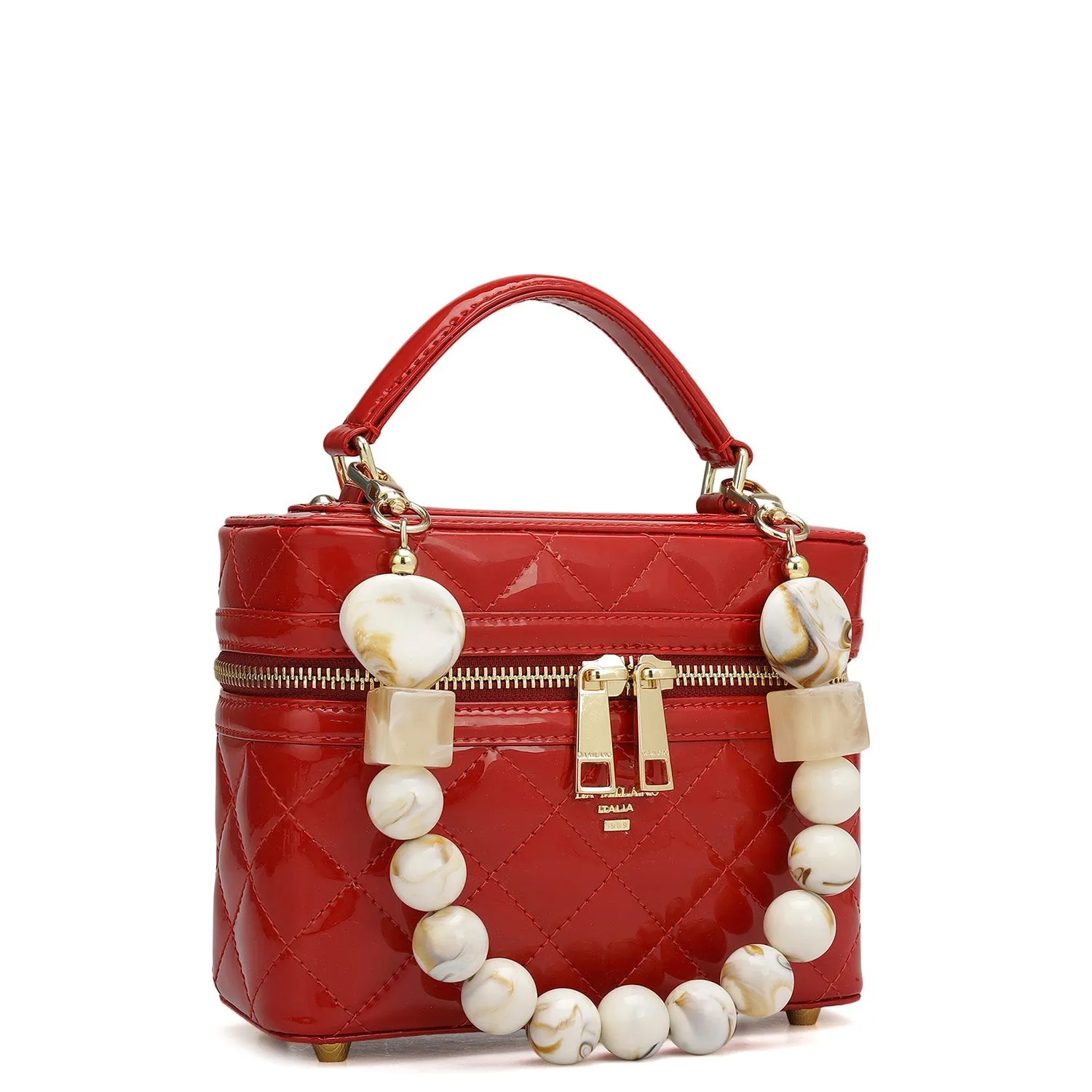 Small Patent Leather Satchel - Red