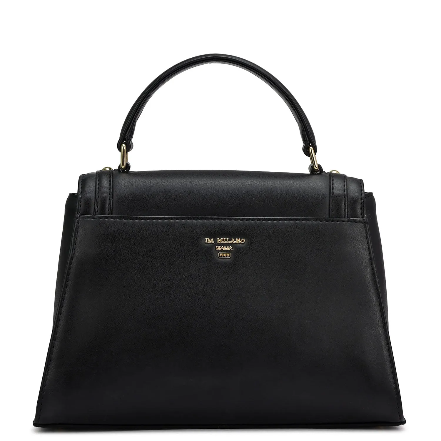 Small Plain Leather Satchel - Black