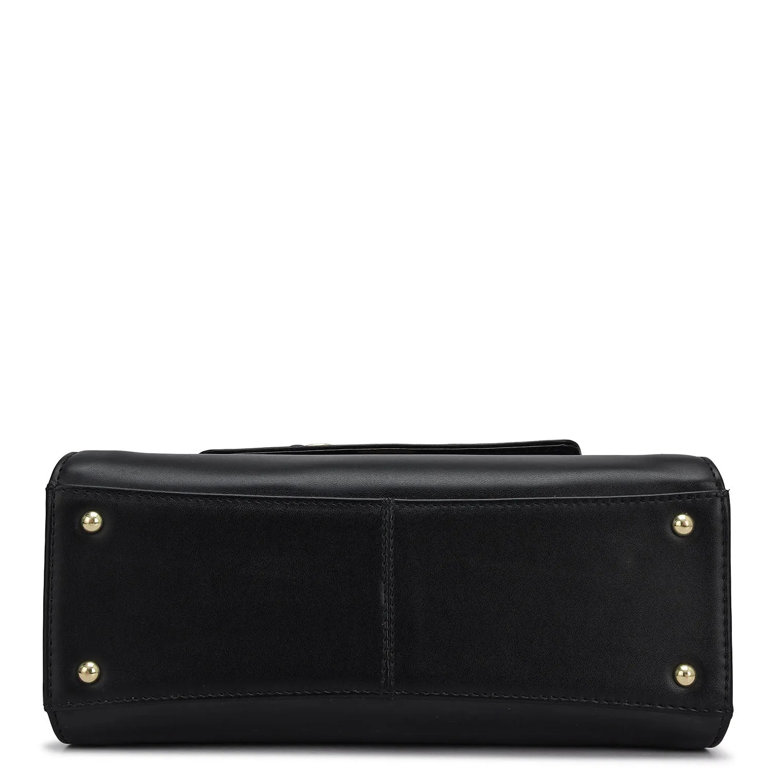 Small Plain Leather Satchel - Black